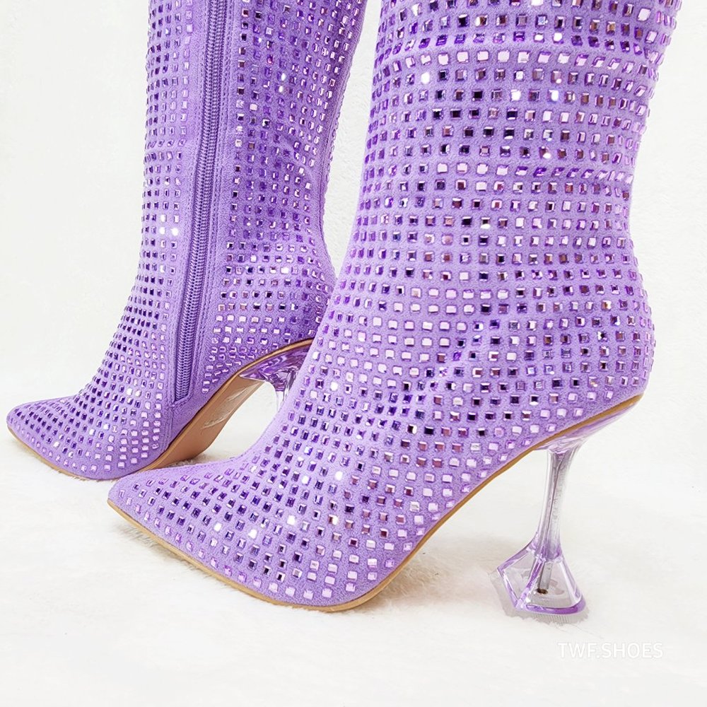Women's Purple Rhinestone Boots - Picture 8 of 12